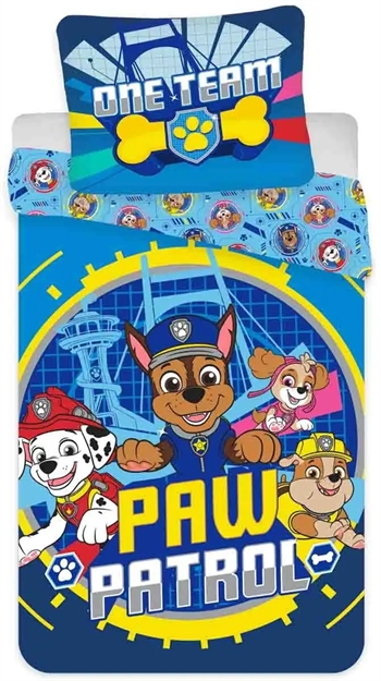 Billede af Paw Patrol sengetøj - Junior 100x140 cm - One team - 2 i 1 design - 100% bomulds sengesæt